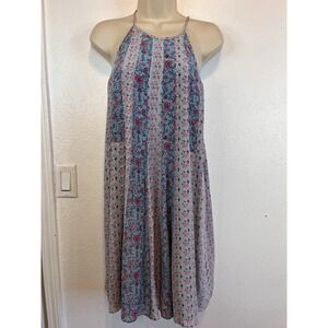 REBECCA TAYLOR Halter Neck Printed Silk AMANDA Cami Dress Size 4 Blue